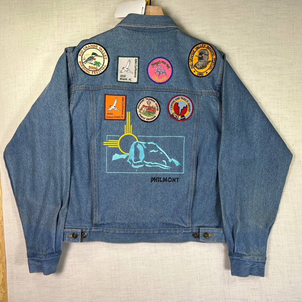 VTG Denim Jacket Philmont Birding Patches Total Concepts Men's M Scouts BSA UAE
